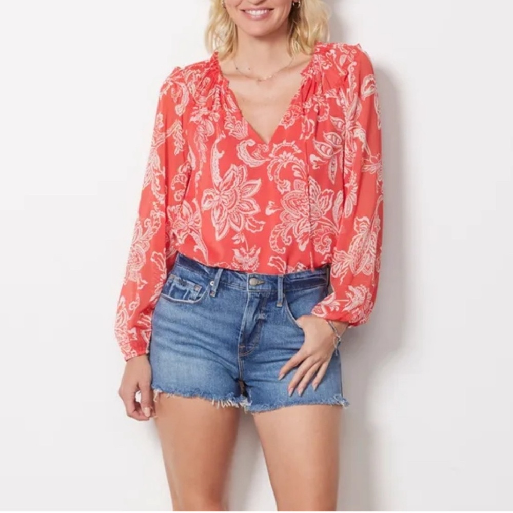 NWT Evereve Hayden Chiffon Gathered Blouse - M